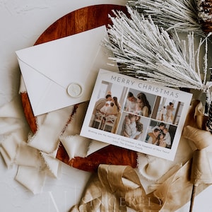 Photo Holiday Card Template, Printable Modern Minimalist Christmas Card, Simple Holiday Card, Modern Family Photo Christmas Card | Harlow