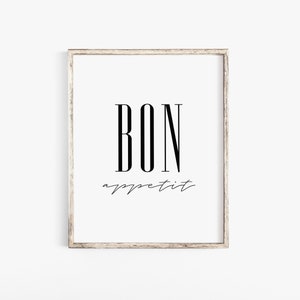 Bon Appetit, PRINTABLE Wall Art, Bon Appetit Sign, Kitchen Sign, Kitchen Wall Decor,  French Quote Bon Appetit Printable Kitchen Sign, Print
