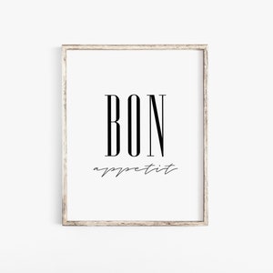 Bon Appetit, PRINTABLE Wall Art, Bon Appetit Sign, Kitchen Sign, Kitchen Wall Decor, French Quote Bon Appetit Printable Kitchen Sign, Print image 1