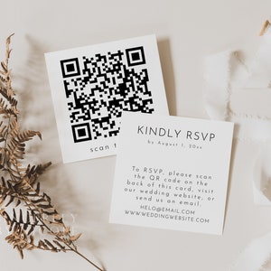 QR Code Response Card, Editable Printable Modern RSVP Template, QR Code Rsvp Card, Wedding Rsvp Editable Printable Modern Simple | Harlow