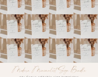 Minimalist Wedding Sign Bundle, Editable Wedding Sign Templates, Modern Wedding Signage Bundle, Canva Editable Wedding Sign Bundle | Olivia