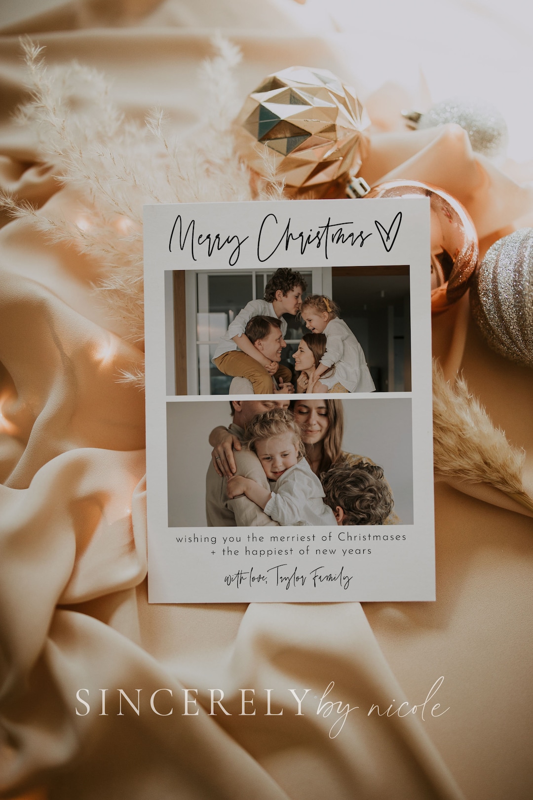 Printable Simple Christmas Card, Photo Holiday Card Template, Modern Family Photo Christmas Card ...