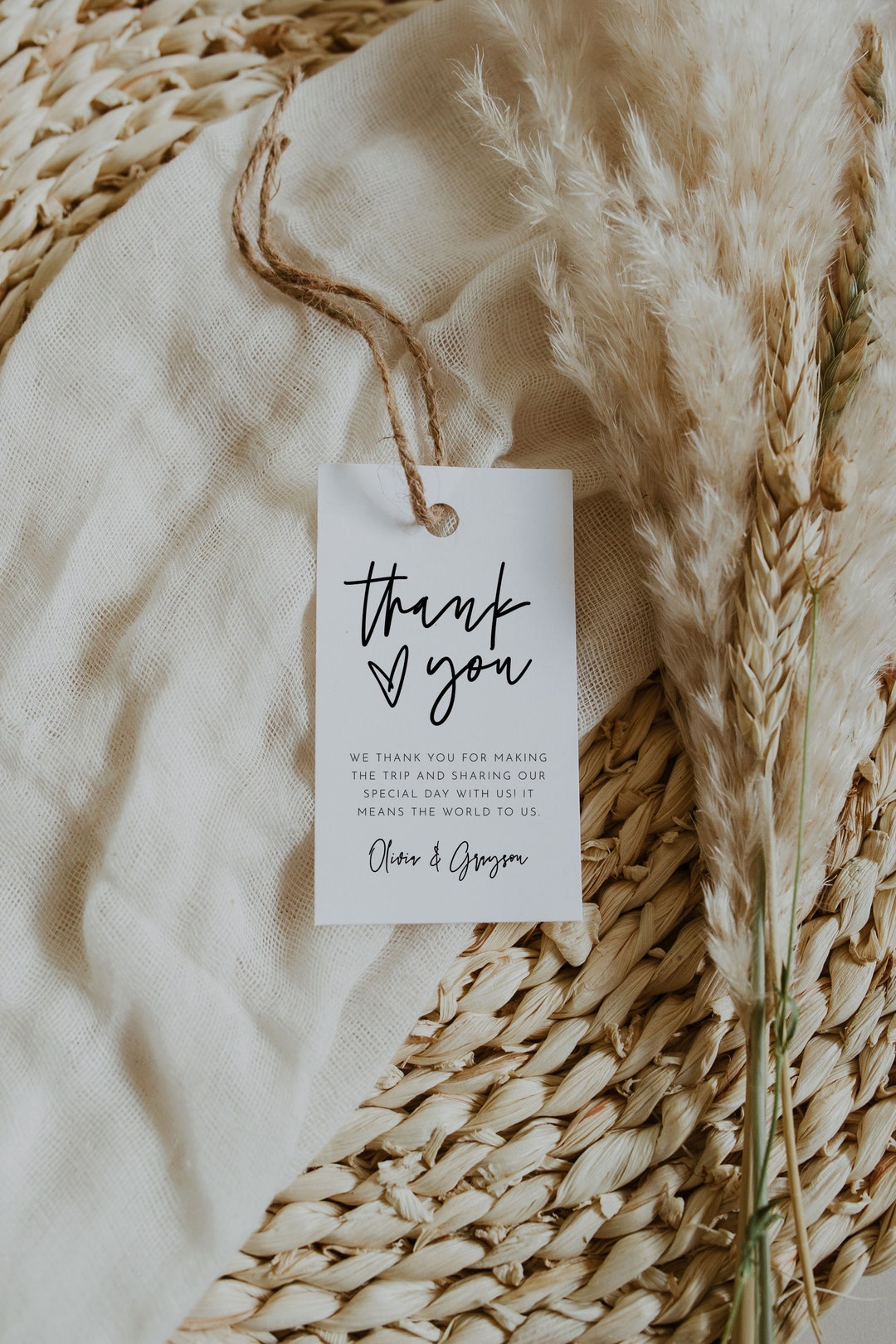 Printable Modern Wedding Favor Tag, Modern Thank You Favor Tags Simple ...