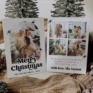 Arch Holiday Card Template, Photo Holiday Card Template, Boho Holiday Card, Arch Christmas Card Editable, Photo Christmas Card | Charli