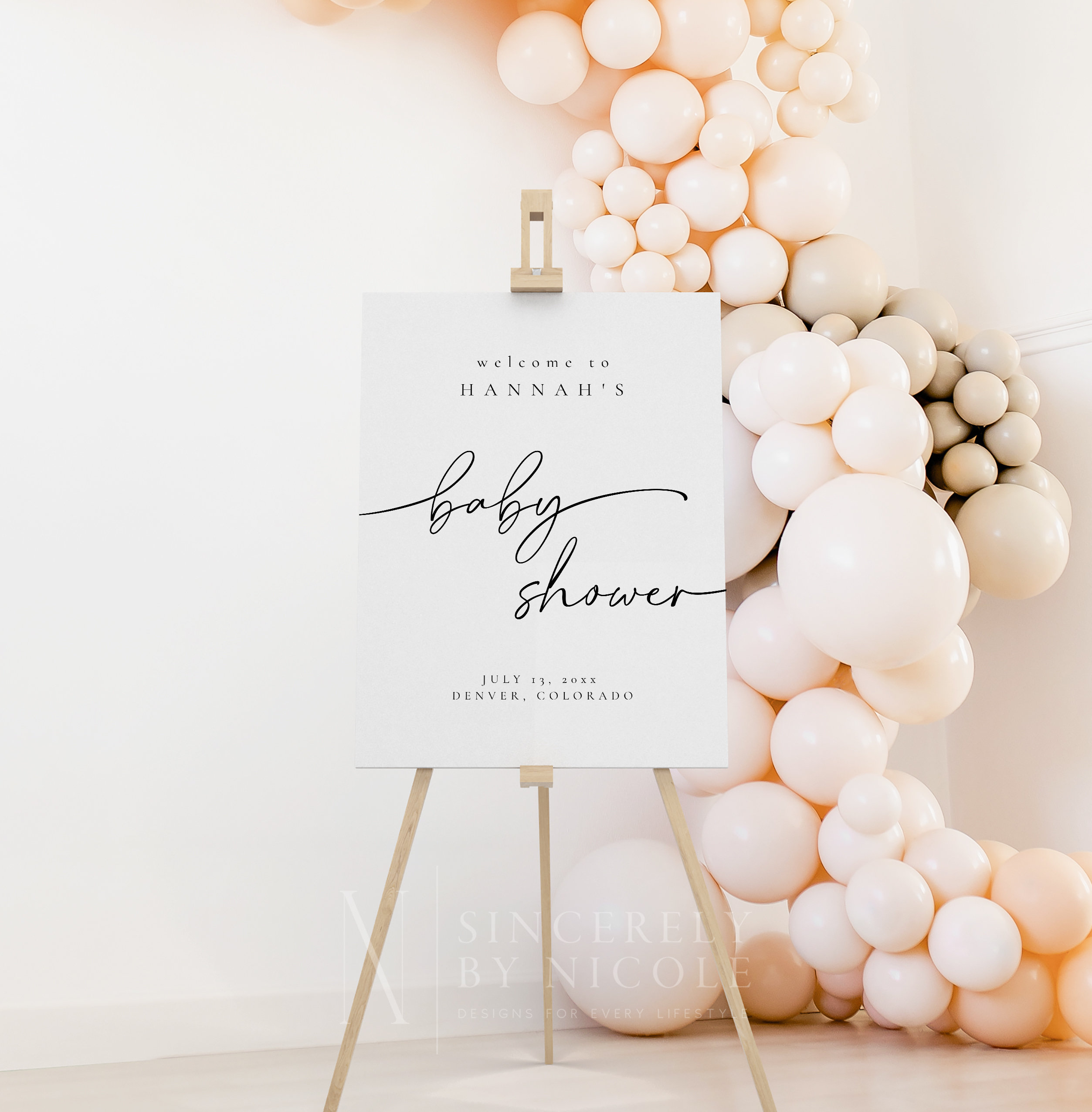 Baby Shower Welcome Sign Template, Minimalist Welcome Baby Shower Sign, Baby Shower Welcome Sign, Boho Baby Shower Welcome Sign | Olivia