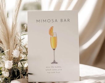 PRINTED & SHIPPED Mimosa Bar Sign Printed, Minimalist Mimosa Bar Sign, Modern Mimosa Bar Sign, Printed Wedding Mimosa Bar Sign | Harlow