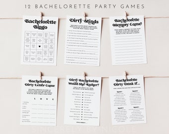 Bachelorette Party Game Bundle, Editable Printable Bachelorette Party Game Bundle, Bachelorette Party Games, Retro Bachelorette CHARLI
