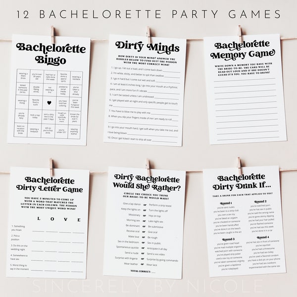 Bachelorette Party Game Bundle, Editable Printable Bachelorette Party Game Bundle, Bachelorette Party Games, Retro Bachelorette CHARLI