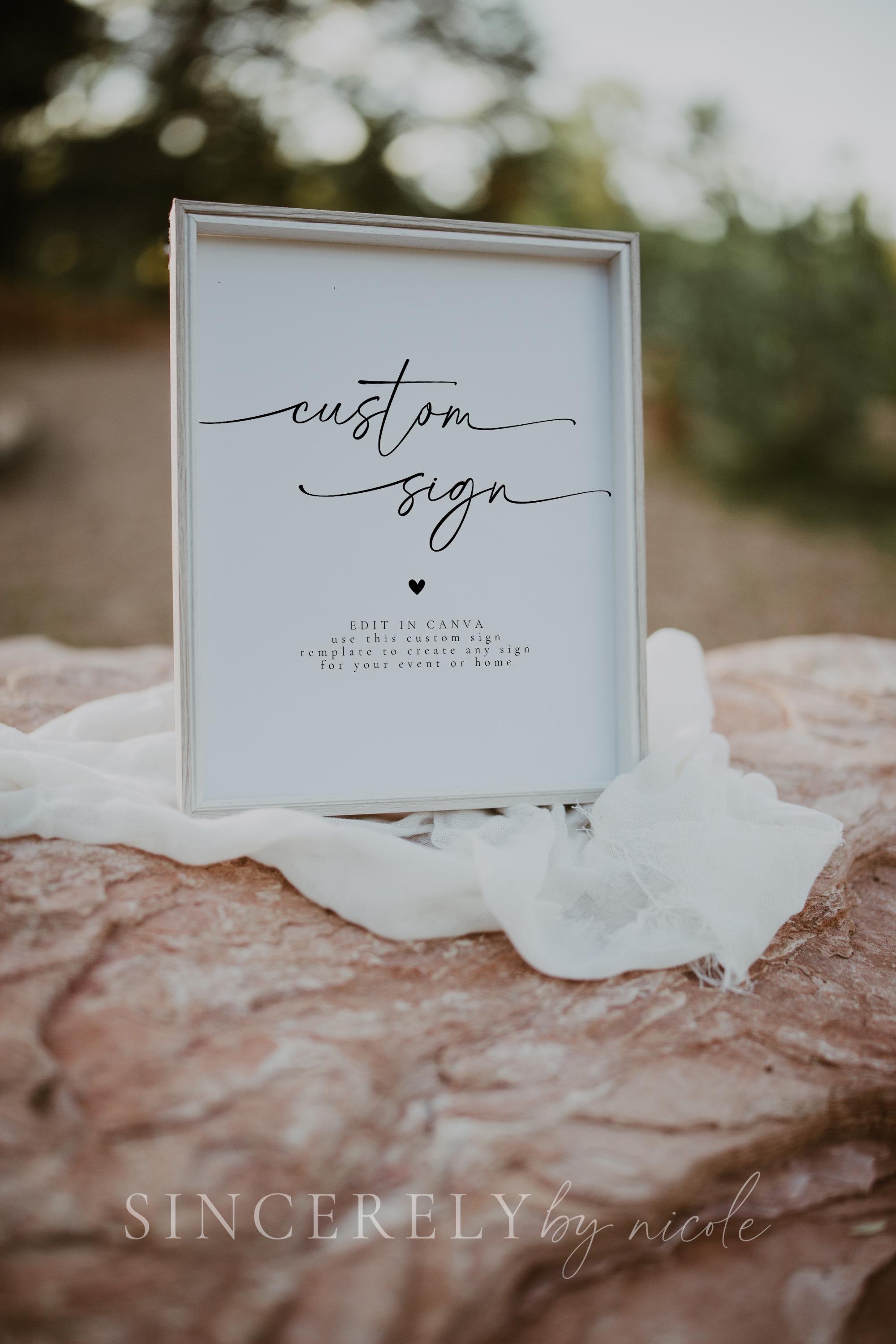 Minimalist Custom Sign Template, Custom Sign Template, Modern Wedding ...