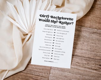 PRINTED & SHIPPED Retro Bachelorette Would She Rather, Hen Party Would She Rather, Would She Rather Retro Bachelorette, Bach Games | Charli