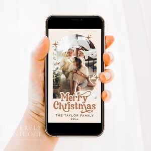 電子アーチ ホリデー カード テンプレート、テキスト メッセージ フォト クリスマス カードのダウンロード、編集可能なアーチ クリスマス カード、テキスト ホリデー カード | Birdie