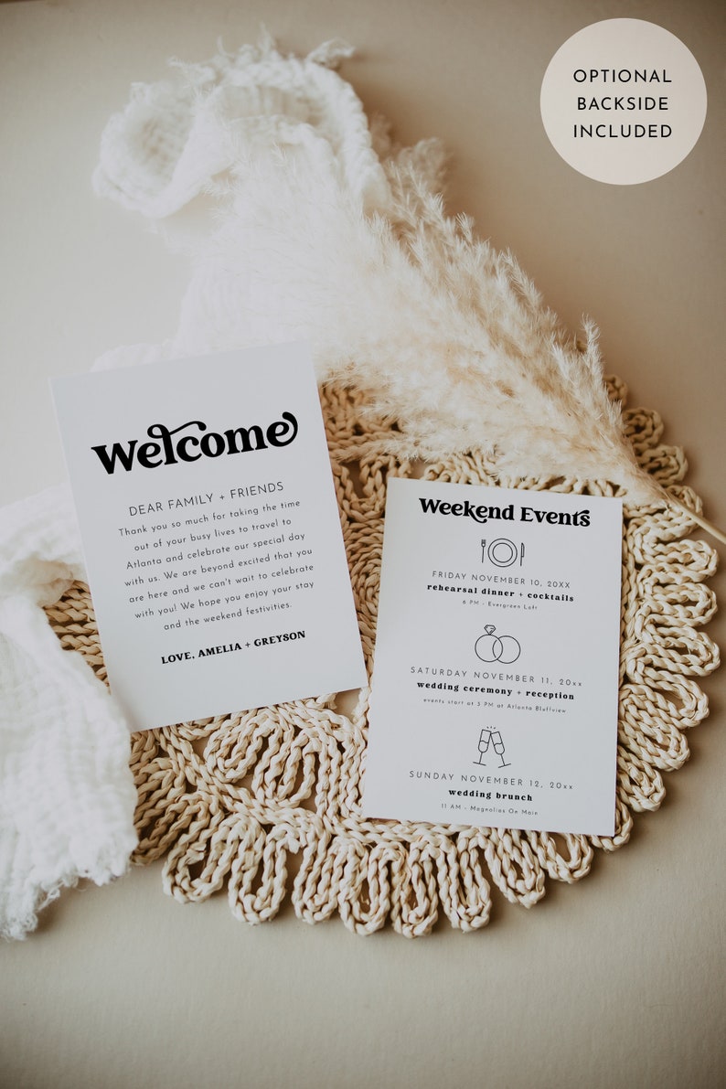 Wedding Welcome Letter Timeline Template, Welcome Letter Template, Wedding Events Card, Wedding Welcome Bag Letter Itinerary Charli image 3