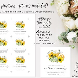 Fall Candle Label Template, Editable Printable Fall Pumpkin Candle ...