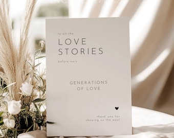 PRINTED & SHIPPED To All The Love Stories That Came Before Us, Generations Of Love Sign, Wedding Memorial Table Sign, Printed Signs | Harlow