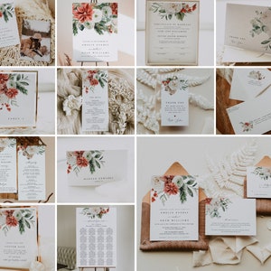 Winter Wedding Template Bundle, Christmas Wedding Printable Editable Template Kit, Holiday Wedding Template Bundle, December Wedding | Elena