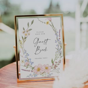 Wedding Guest Book Sign, Please Sign Our Guestbook, Wedding Guestbook Sign Template, Please Sign Our Guestbook Sign, Canva Editable | Olivia
