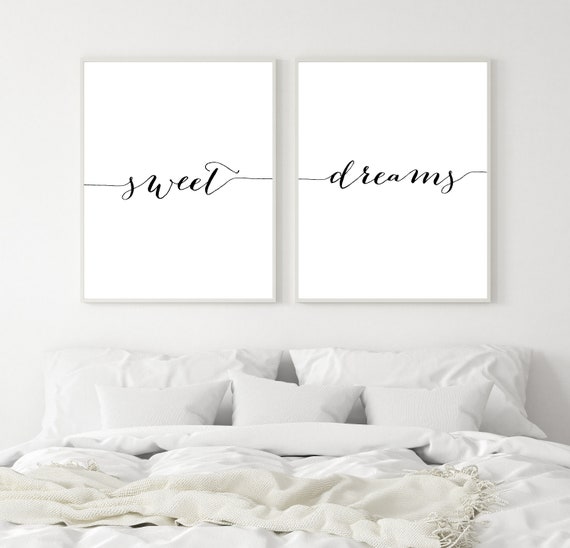 Sweet Dreams, Two Frame Wall Art, Two Print Set, Sweet Dreams Sign