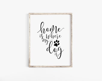 Home Is Where My Dog Is, Dog Print, Dog Poster, Dog Sign, Dog Lover Gift, Dog Home Decor, Dog Wall Art, Dog Quote, Printable Quote, Wall Art