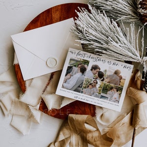 Newlywed Christmas Card, Photo Holiday Card Template, Married and Married Christmas Card, Newlywed Christmas Photo Card Template | Harper