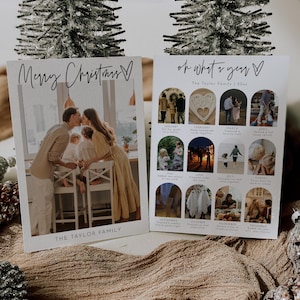 A Year In Review Christmas Card Template, Printable Modern Christmas Card, Family Photo Christmas Card, Merry Christmas Card | Olivia