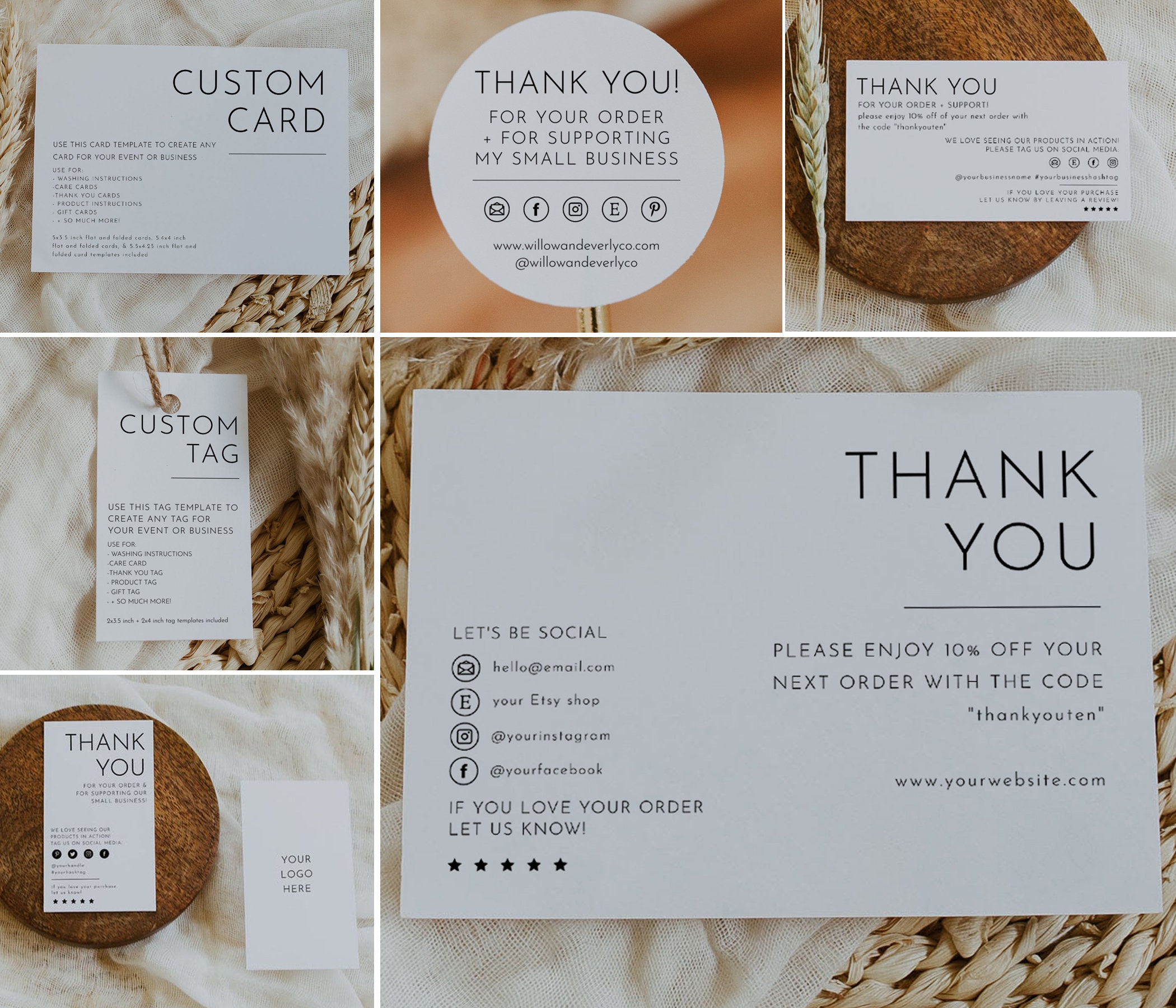Digital Editable Packaging DIY Printable INSTANT DOWNLOAD Hello There Thank You Small Business Template Thank You Template