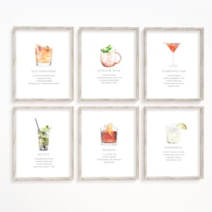 Printable Kitchen Decor, Drinks Print, Watercolor Drinks Print, Printable Kitchen Wall Art, Drinks Printable, Printable Bar Art, Bar Decor