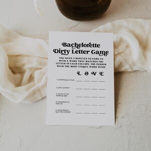 Retro Bachelorette Party Game, Bachelorette Dirty Letter Game, Canva Bachelorette Party Game, Dirty Bachelorette Games, Hen Party | Carly