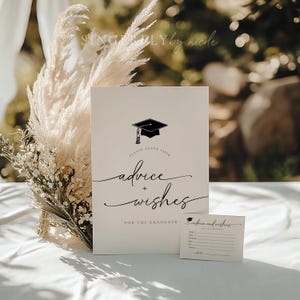 PRINTED & SHIPPED Advice and Wishes For The Graduate, Graduation Advice and Wishes Sign, Graduation Advice Card, Printed Graduation | Olivia