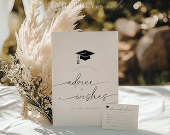 PRINTED & SHIPPED Advice and Wishes For The Graduate, Graduation Advice and Wishes Sign, Graduation Advice Card, Printed Graduation | Olivia