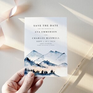 Save The Date Template, Editable Save The Date, Mountain Save The Date, Mountain Wedding Save The Date, Rustic Save The Dates, DIY | Ava