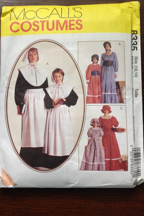 Halloween Costume Pilgram and Colonial Style dresses and bonnets. McCall's 8335