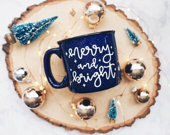 Merry and Bright Deep Blue Campfire Mug
