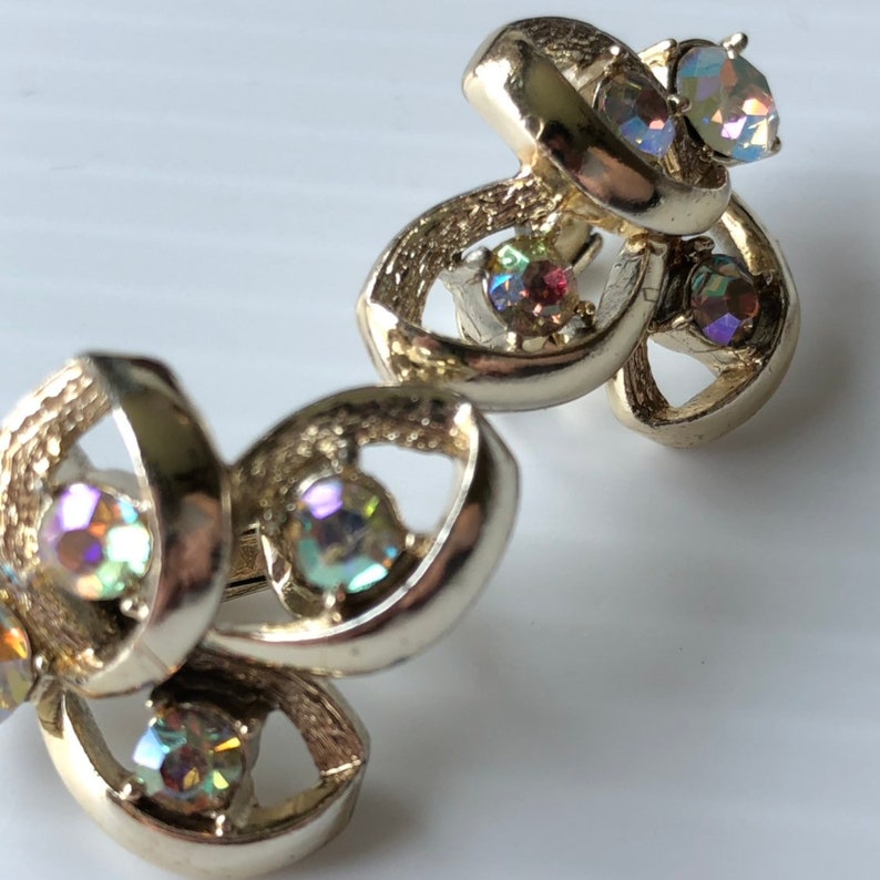 Coro Earrings Vintage Coro Clip on earrings Aurora Borealis Etsy