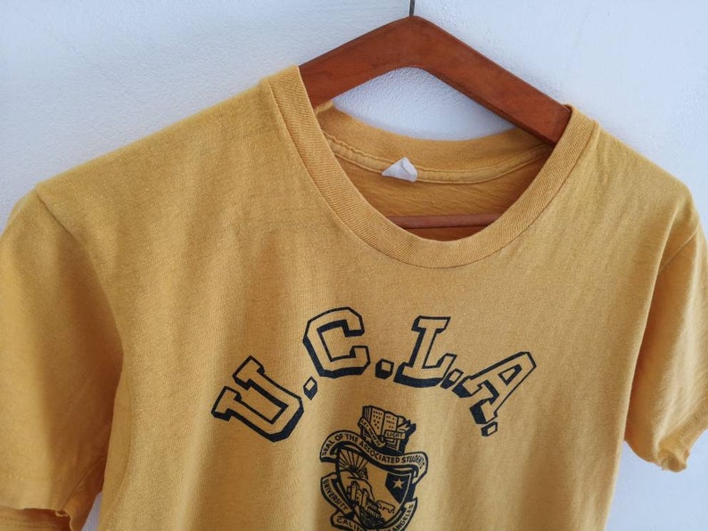 60s UCLA Varsity vintage canary yellow t shirt