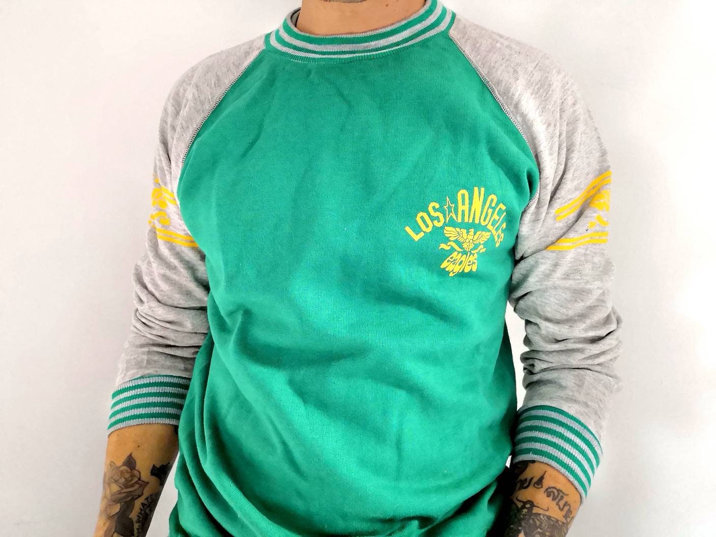 80 s mince Los Angeles aigles pull vert 50/50 fabriqué en France 80 Angeles s mince Los Angeles 80 aigles pull vert 50/50 fabriqué en France e6bbdf