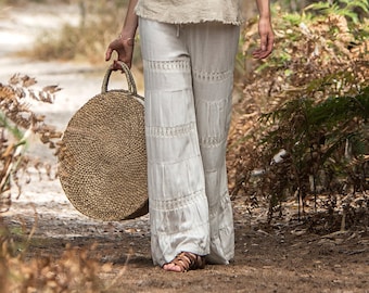 Linen Flare Pants, Linen Bell Bottom Pants, Yoga Pants, Wide Leg Pants, Linen Dance Pants, Hippie Pants, Linen Clothing, Linen Boho Pants