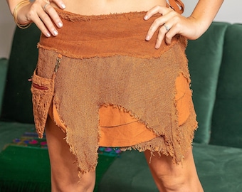 Falda de hadas de festival con bolsillo desmontable, minifalda de hadas, ropa de elfo