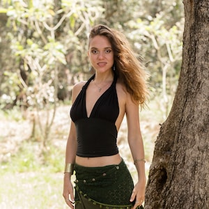 Black Halter Top, Festival Clothing, Boho Tank Top, Backless Top, Fairy Summer Top, Sexy Tank Top, Forest Top, Hippie Sleeveless Top