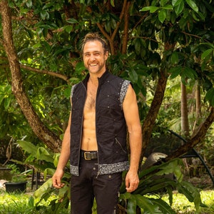 Men Pirate Vest, Steampunk Vest, Cyberpunk Vest, Festival Vest, Psychedelic Clothing, Cybergoth Vest, Black Vest, Burning Man Vest