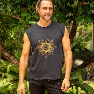 Burning Man Clothing, Psy Trance Goa, Sacred Geometry Top, Boho Clothing, Mandala Top, Psychedelic Singlet, Fractal Art Top, Beach Tee