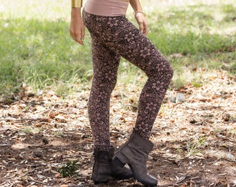 Pantalon de yoga floral, leggings Boho, vêtements de festival, pantalon Burning Man, leggings imprimés, leggings d'entraînement, pantalons d'exercice à domicile, fête