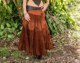 Brown Fairy Skirt, Pixie Skirt, Gypsy Skirt, Festival Clothing, Forest,Steampunk Flamenco Skirt, Elven Skirt, Pixie Clothing, Tribal, Goa