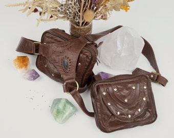Bolsa de couro com coldre, pochete dupla para festivais, cinto com coldre de couro, coldre de bolso de couro, bolsa utilitária com coldre, bolsa com coldre para o Burning Man