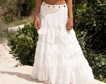 Long Boho Skirt, Drape Layered Skirt, Pixie Skirt, Hippie Maxi Skirt, Alternative Wedding Skirt, Elven Clothing, Burning Man Festival Skirt