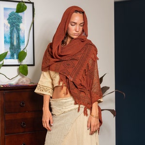 Ethnic Scarf, Block Print Shawl, Tribal Cover Up, Hand Print Shawl, Boho Neck Wrap, Festival Scarf, Hippie Shawl, Boho Gift for Her