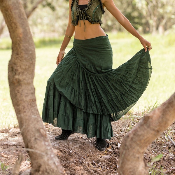 Flamenco Skirt, Wrap Skirt, Ruffle Skirt, Women Maxi Skirt, Gypsy Skirt, Spanish Skirt, Hippie Skirt, Boho Clothing, Loose Long Skirt