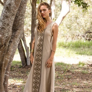 Boho Ethnic Dress, Raw Cotton Dress, Tribal Maxi Dress, Block Printed Dress, Tribal Clothing, Summer Beach Dress, Earthy Clothing