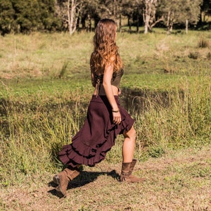 Women Steampunk Skirt, Asymmetrical Skirt, Pixie Wrap Skirt, Fairy Clothing, Bohemian Skirt, Flamenco Skirt, Ruffle Skirt, Elven Clothing