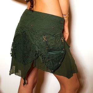 Short Fairy Skirt, Pixie Skirt, Festival Clothing, Steampunk Skirt, Layered Drape Skirt, Psy Trance Goa, Burning Man Skirt, Viking Skirt