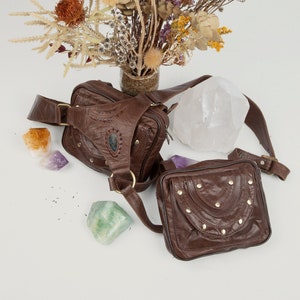 Leather Holster Bag, Double Festival Fanny Pack, Leather Holster Belt, Leather Pocket Holster, Utility Holster Bag, Burning Man Holster Bag